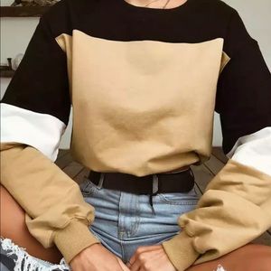 Brown & Black & White cropped Jumper